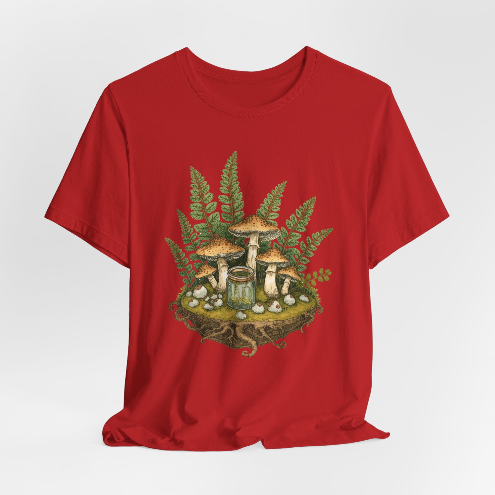 Mushroom Forest Tee — Ferns & Fairy Fungi Graphic T-Shirt