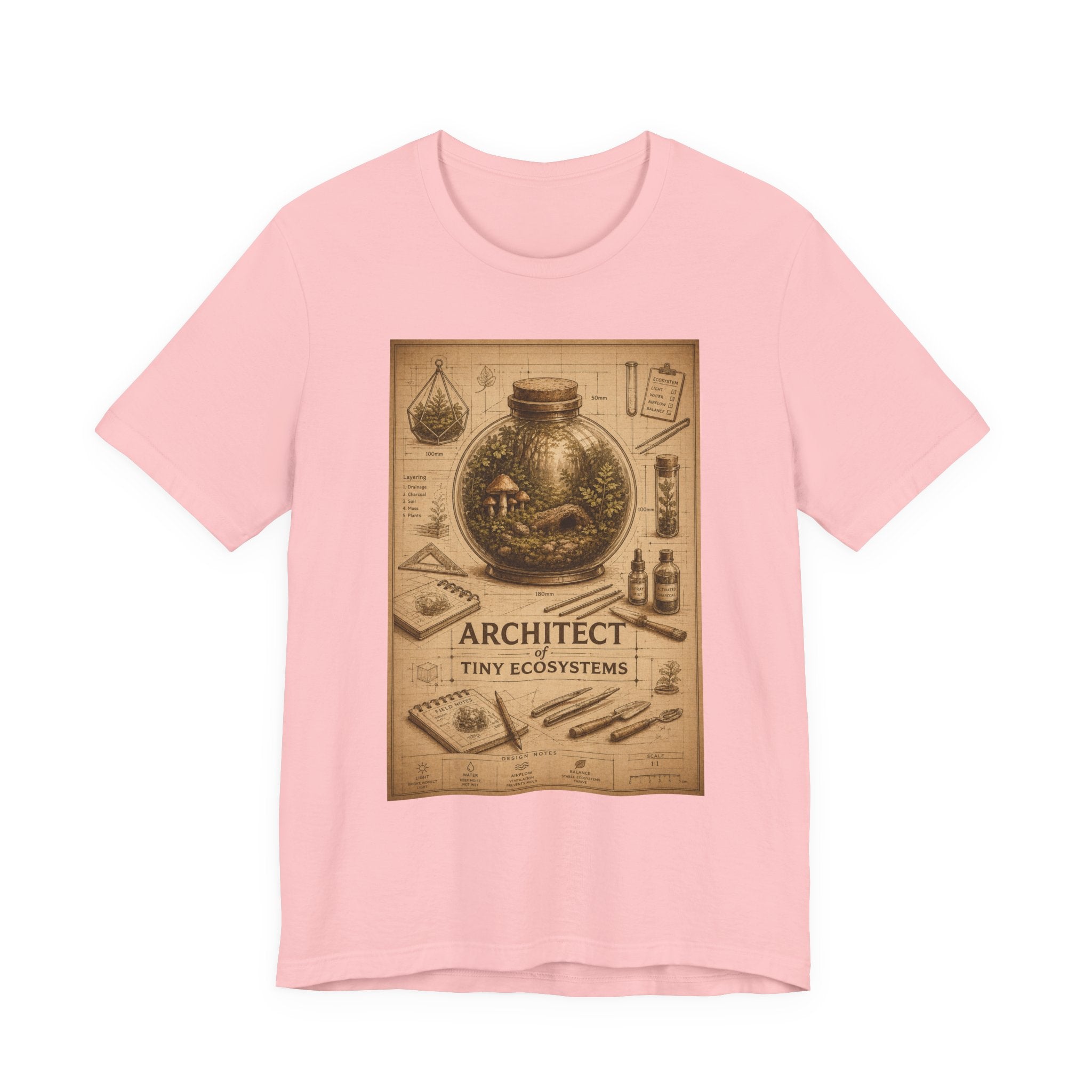 Architect of Tiny Ecosystems T-Shirt — Terrarium Builder Vintage Diagram Tee