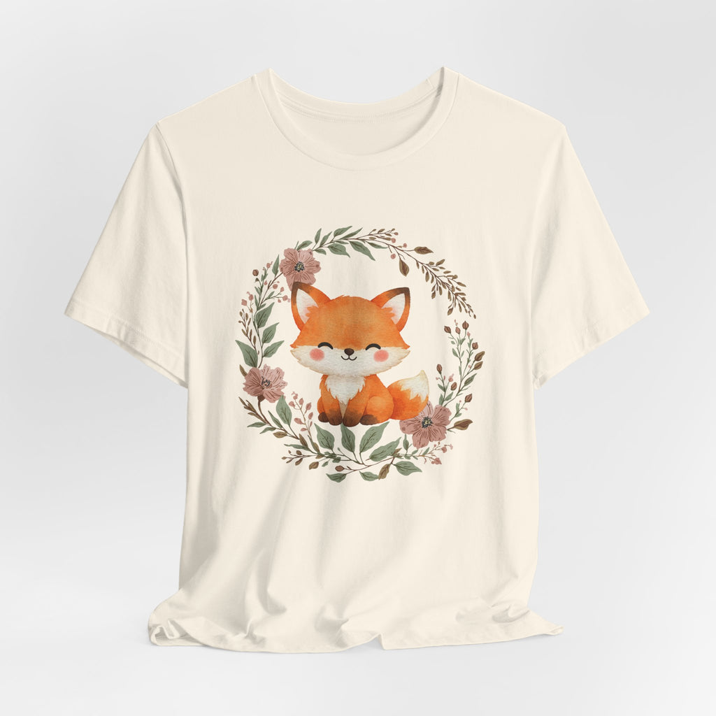 Cute Fox Wreath T-Shirt – Woodland Floral Baby Fox Tee