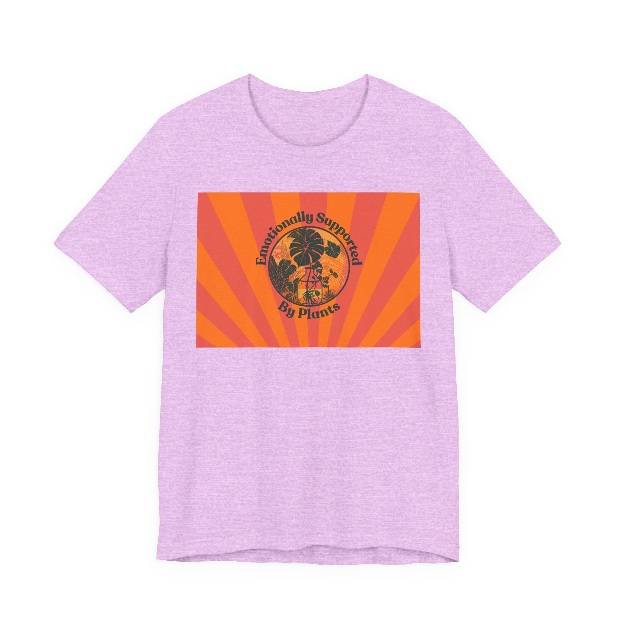 Retro Sunburst Plant Tee — “Emotionally Supported by Plants”