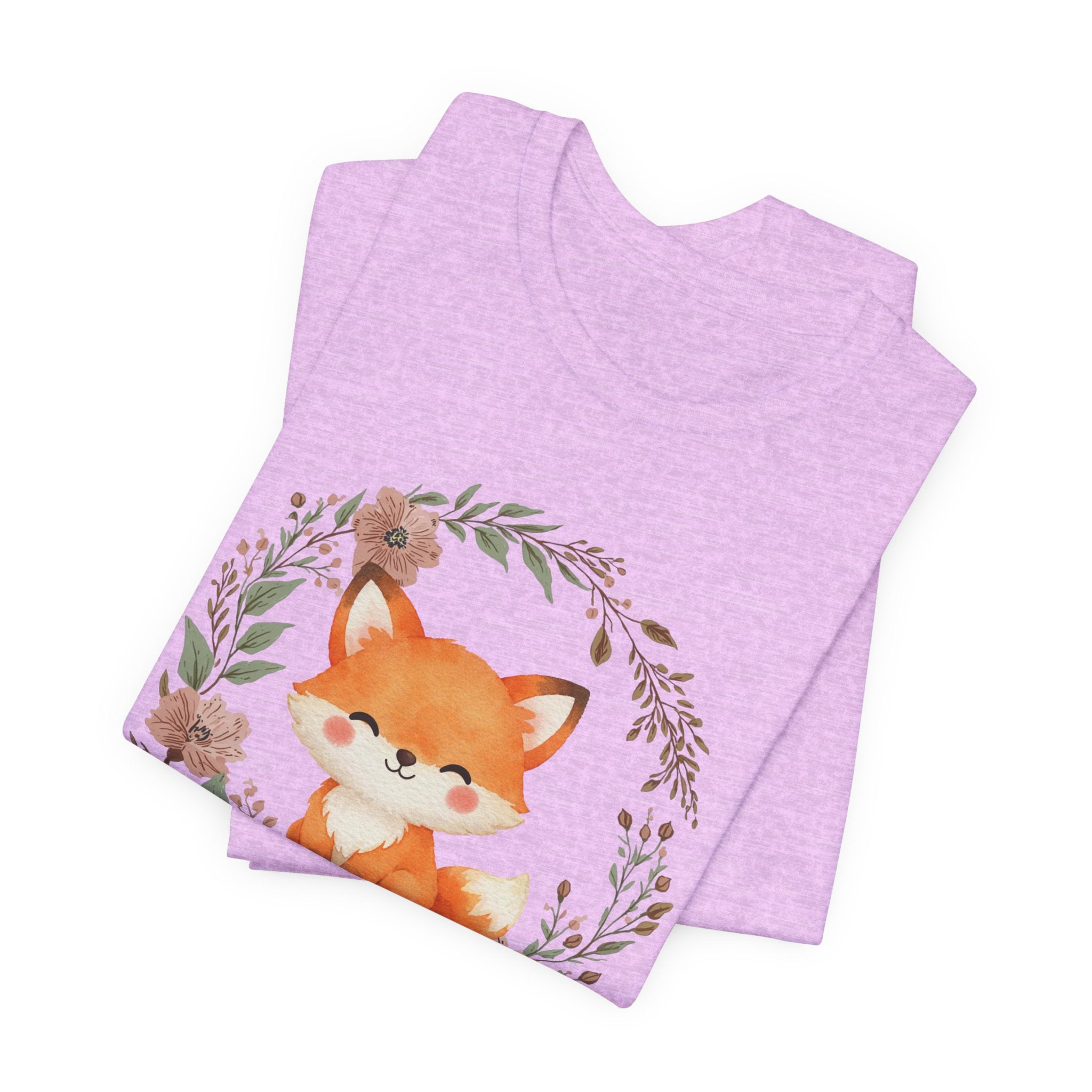Cute Fox Wreath T-Shirt – Woodland Floral Baby Fox Tee