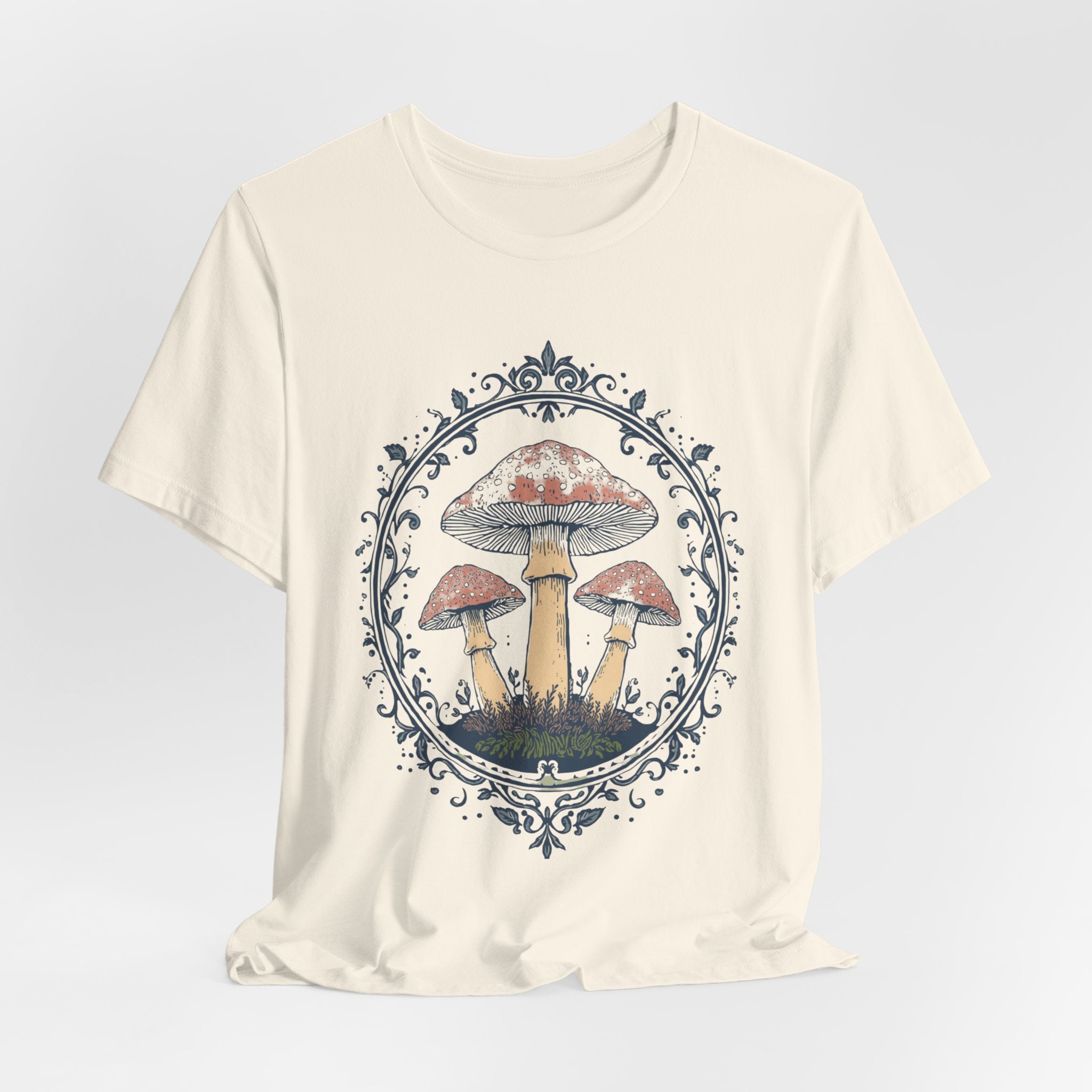 Mushroom Meadow Tee — Vintage Botanical Fungi Graphic T-Shirt