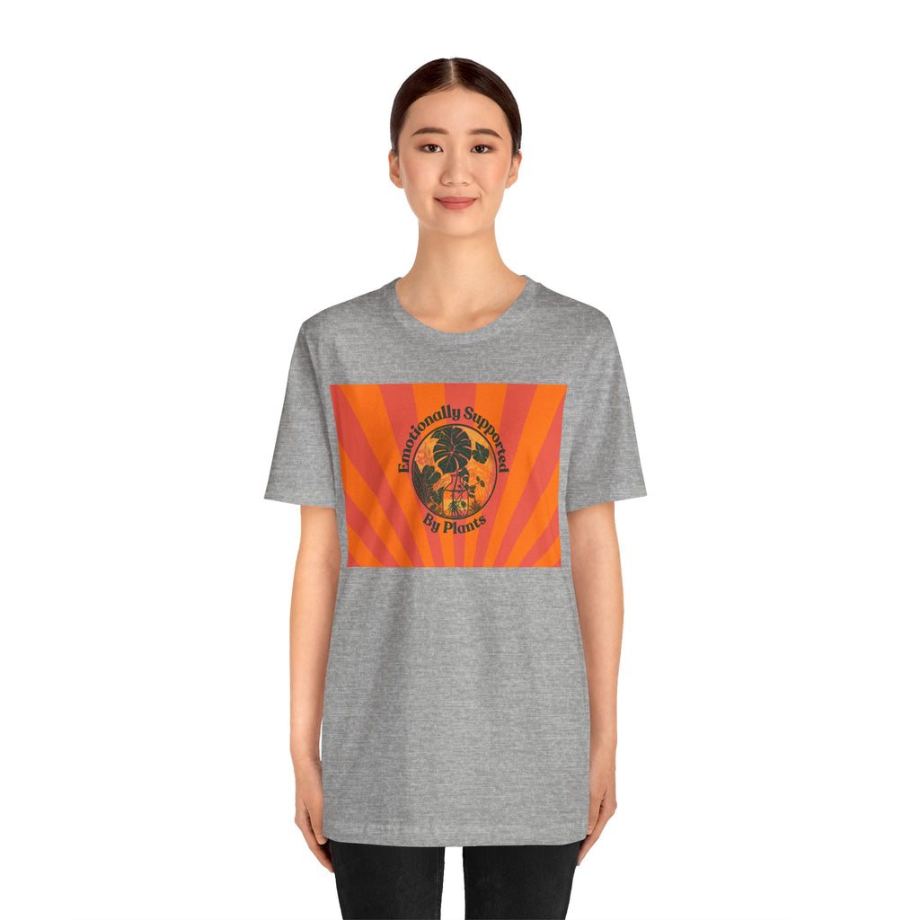 Retro Sunburst Plant Tee — “Emotionally Supported by Plants”