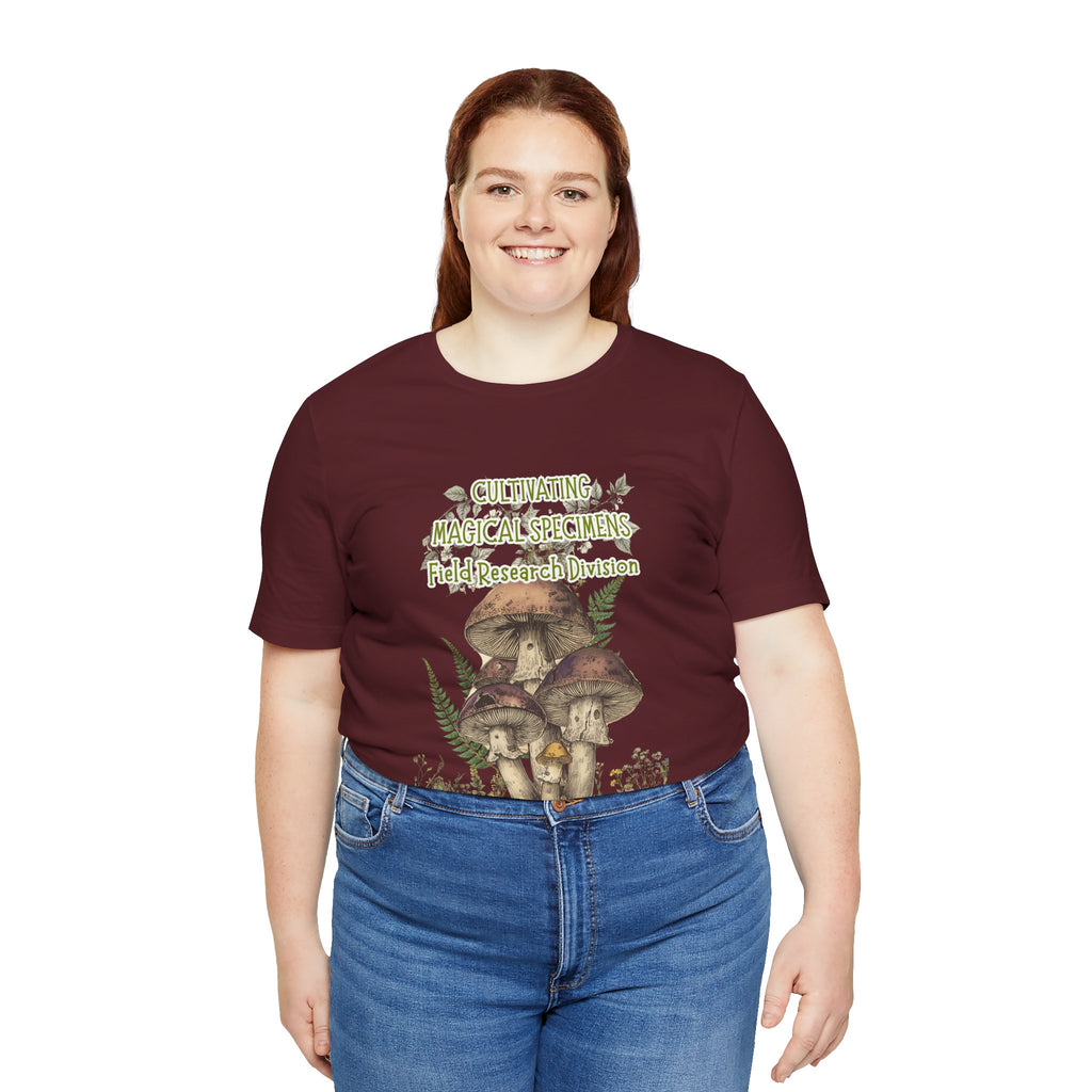 Mushroom Field Research Tee — "Cultivating Magical Specimens" Botanical Graphic Shirt