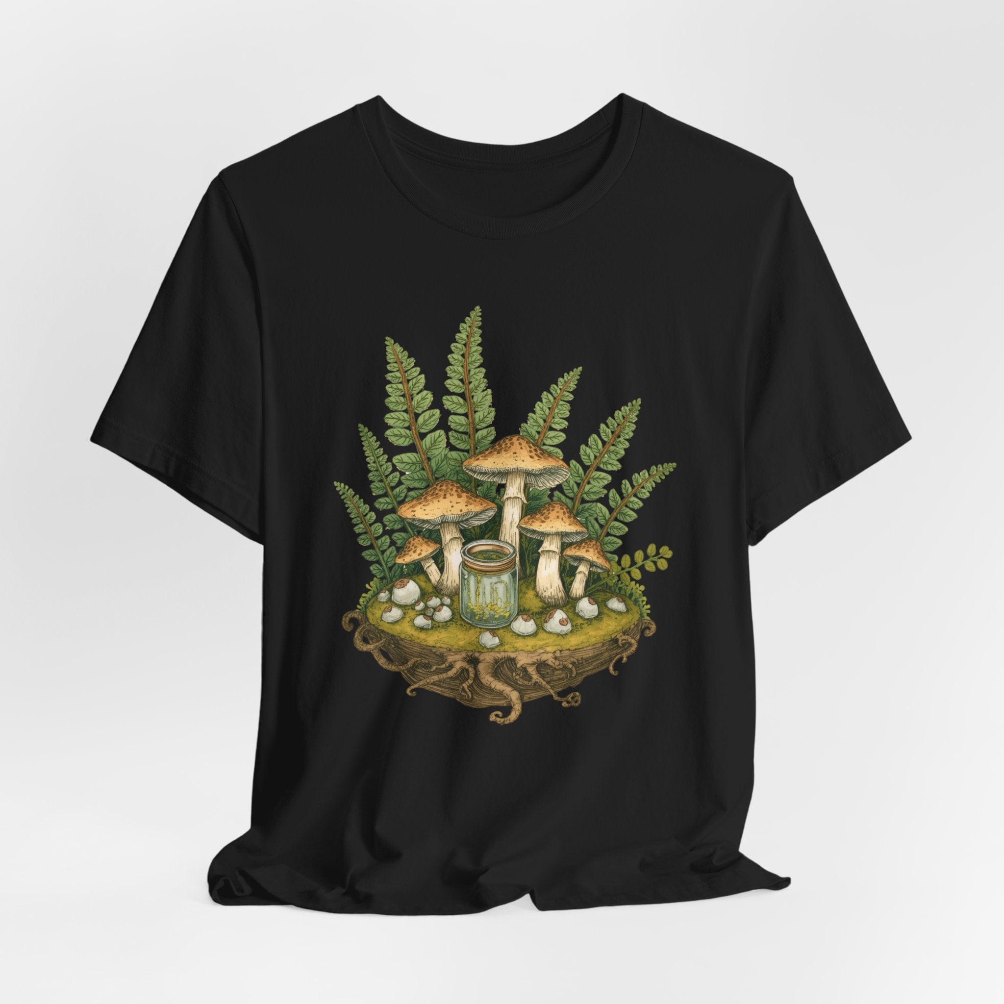 Mushroom Forest Tee — Ferns & Fairy Fungi Graphic T-Shirt
