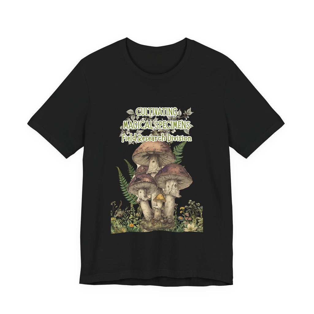 Mushroom Field Research Tee — "Cultivating Magical Specimens" Botanical Graphic Shirt