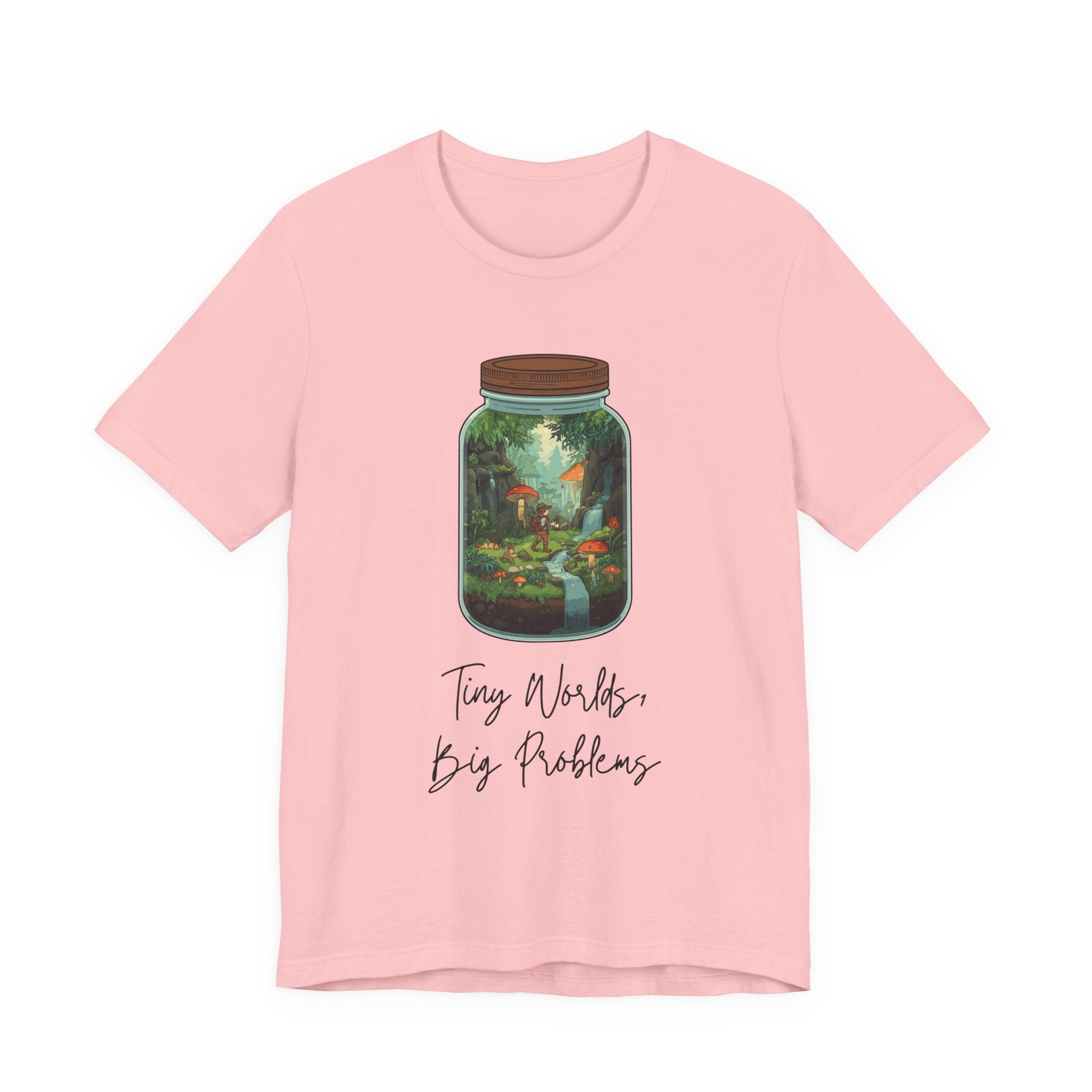 Tiny World Tee — Jar Terrarium Graphic T‑Shirt ("Tiny World, Big Problems")