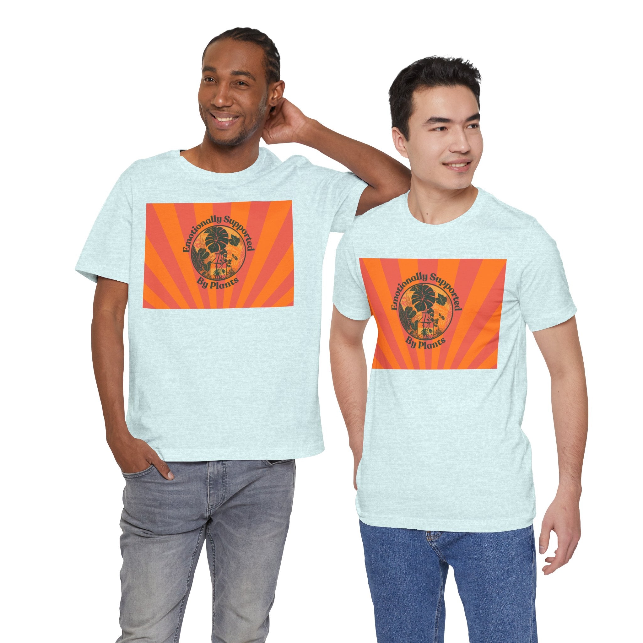 Retro Sunburst Plant Tee — “Emotionally Supported by Plants”
