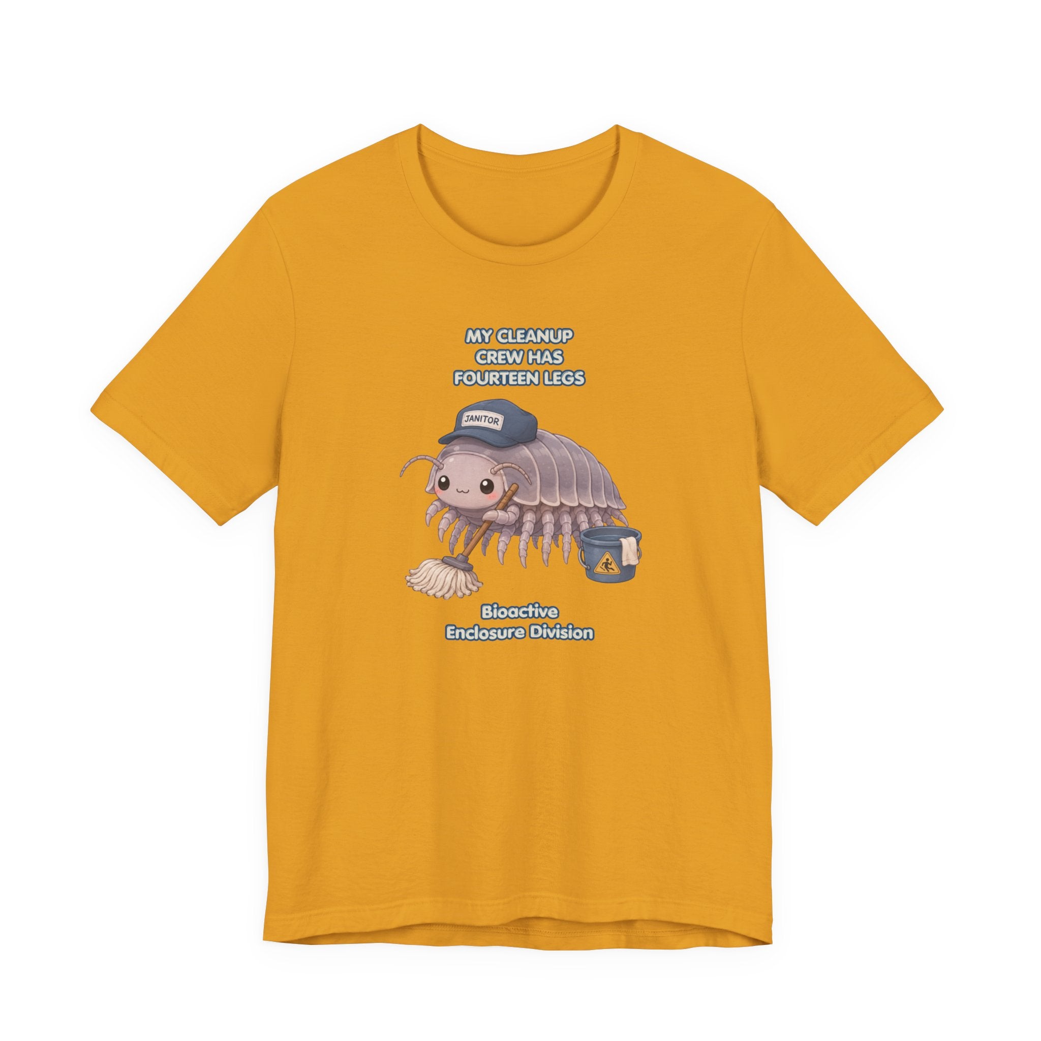Isopod Janitor T-Shirt — Cute Pillbug Cleanup Shirt ("My Cleanup Crew Has Fourteen Legs")