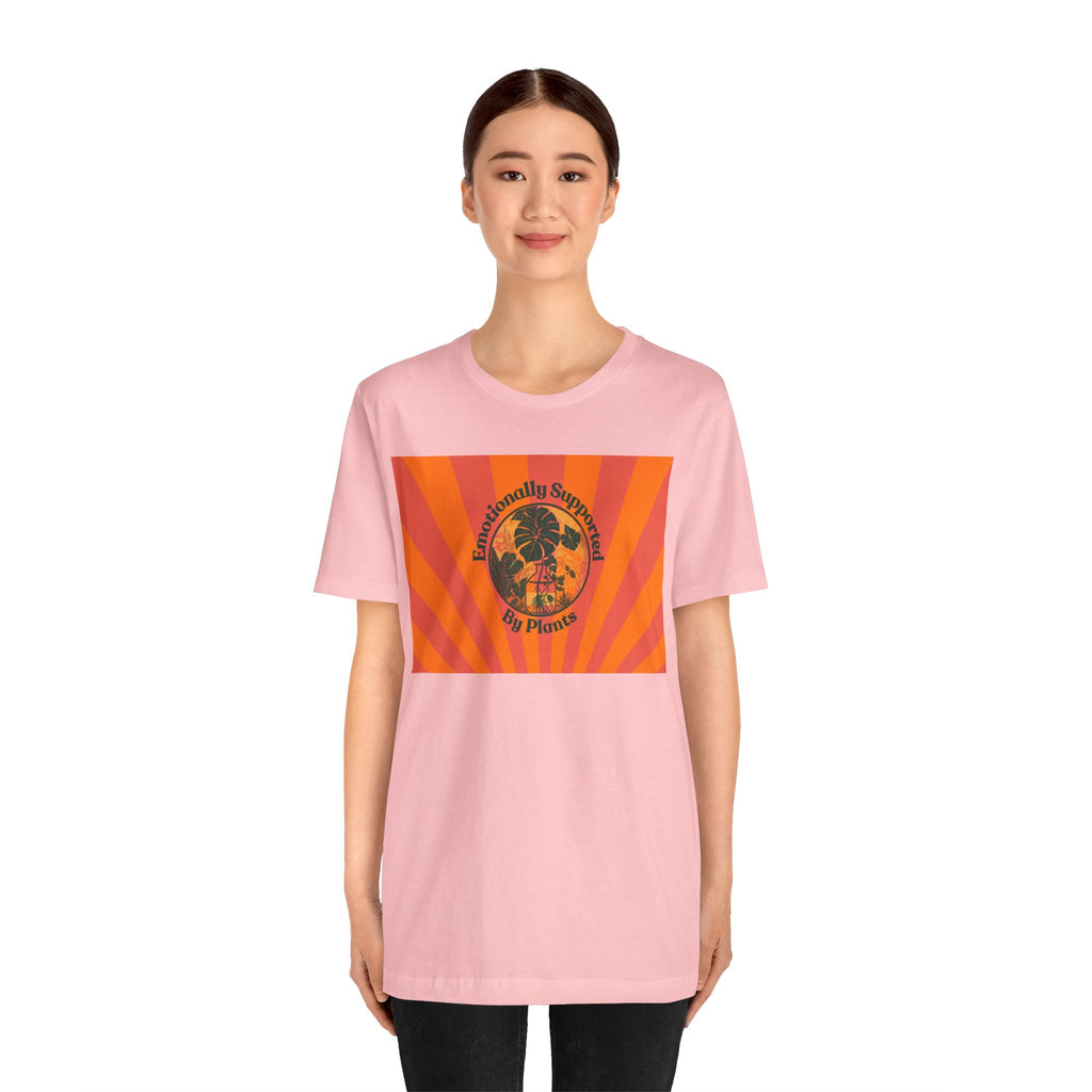 Retro Sunburst Plant Tee — “Emotionally Supported by Plants”