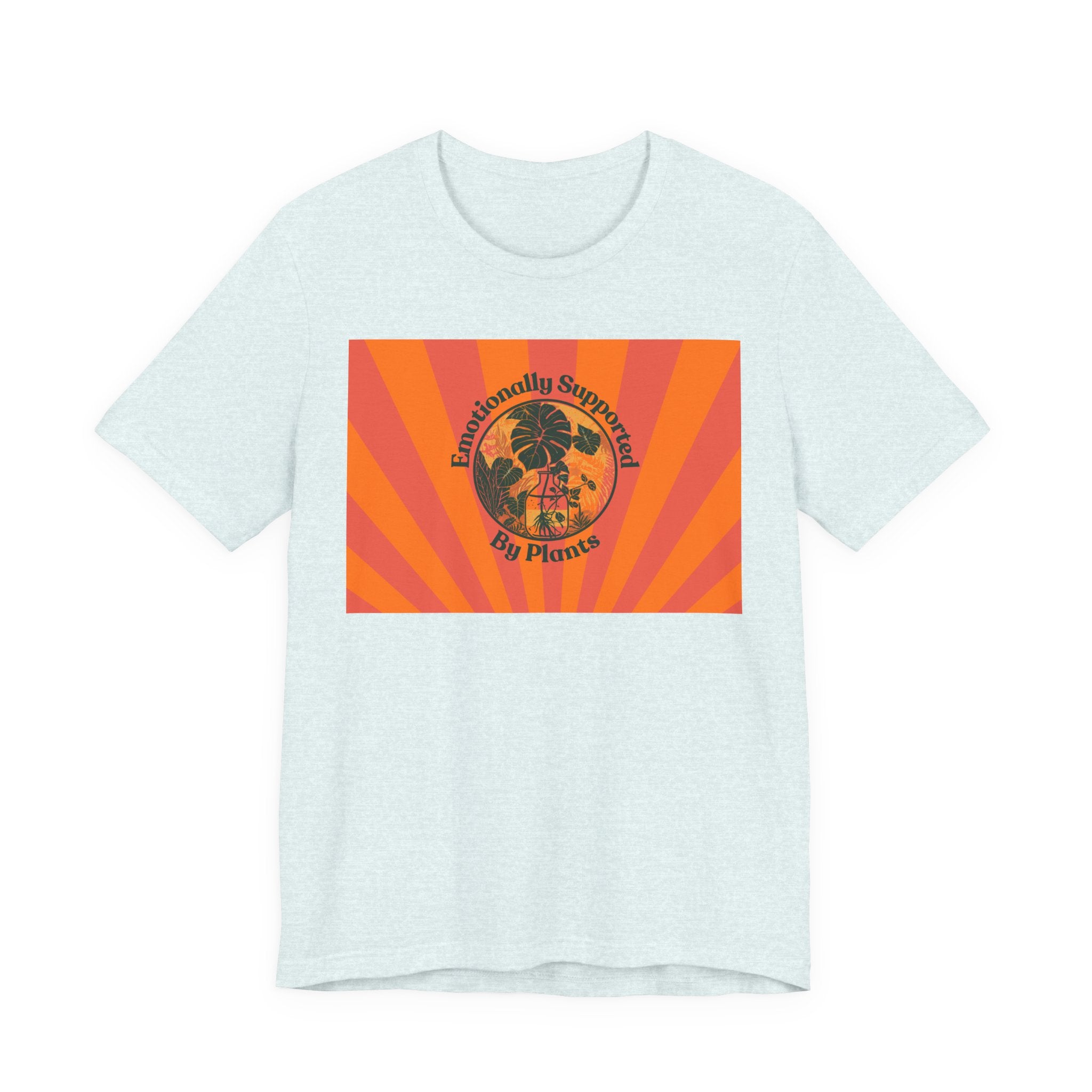 Retro Sunburst Plant Tee — “Emotionally Supported by Plants”