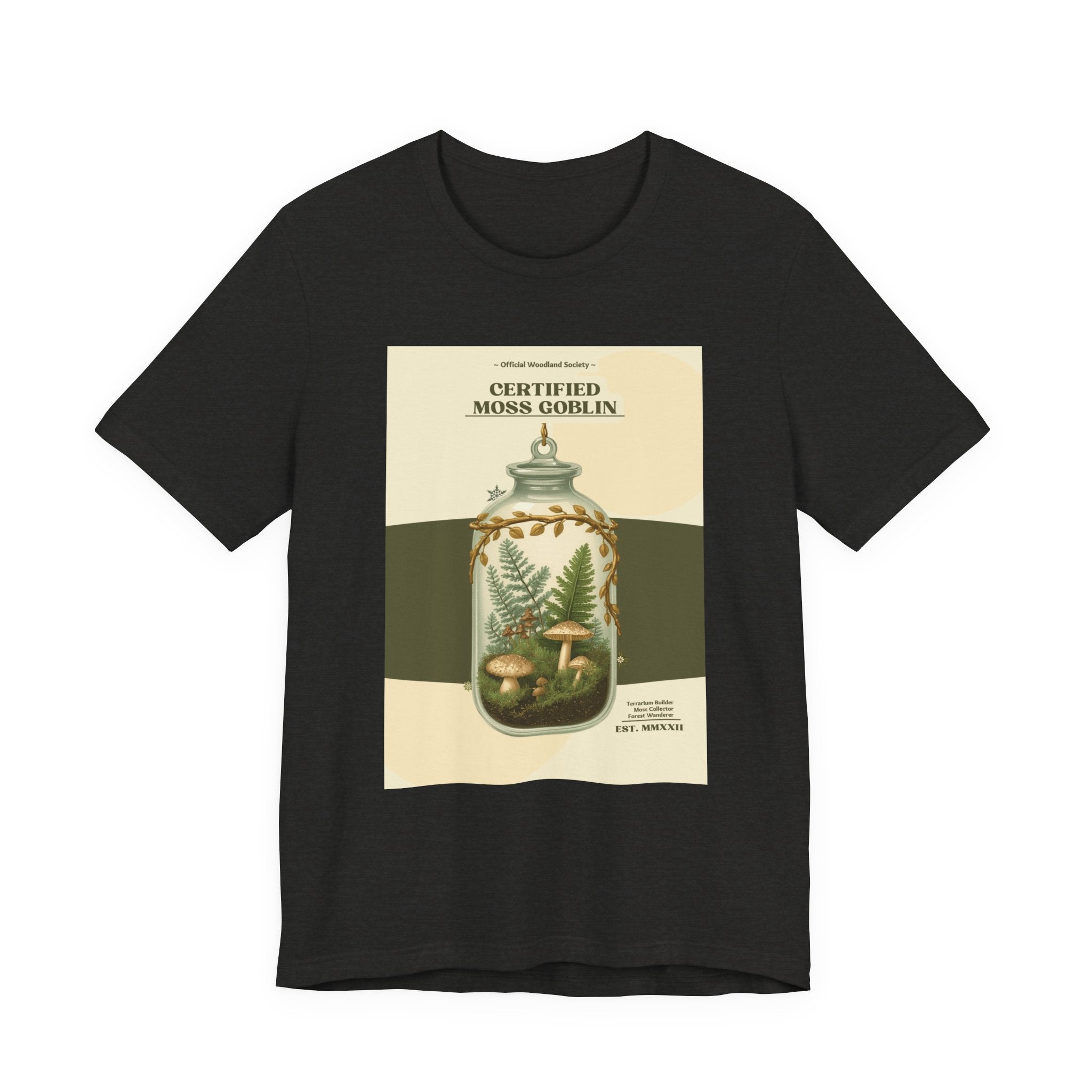 Moss Goblin Tee – 'Certified Moss Goblin' Botanical Jar Graphic T‑Shirt