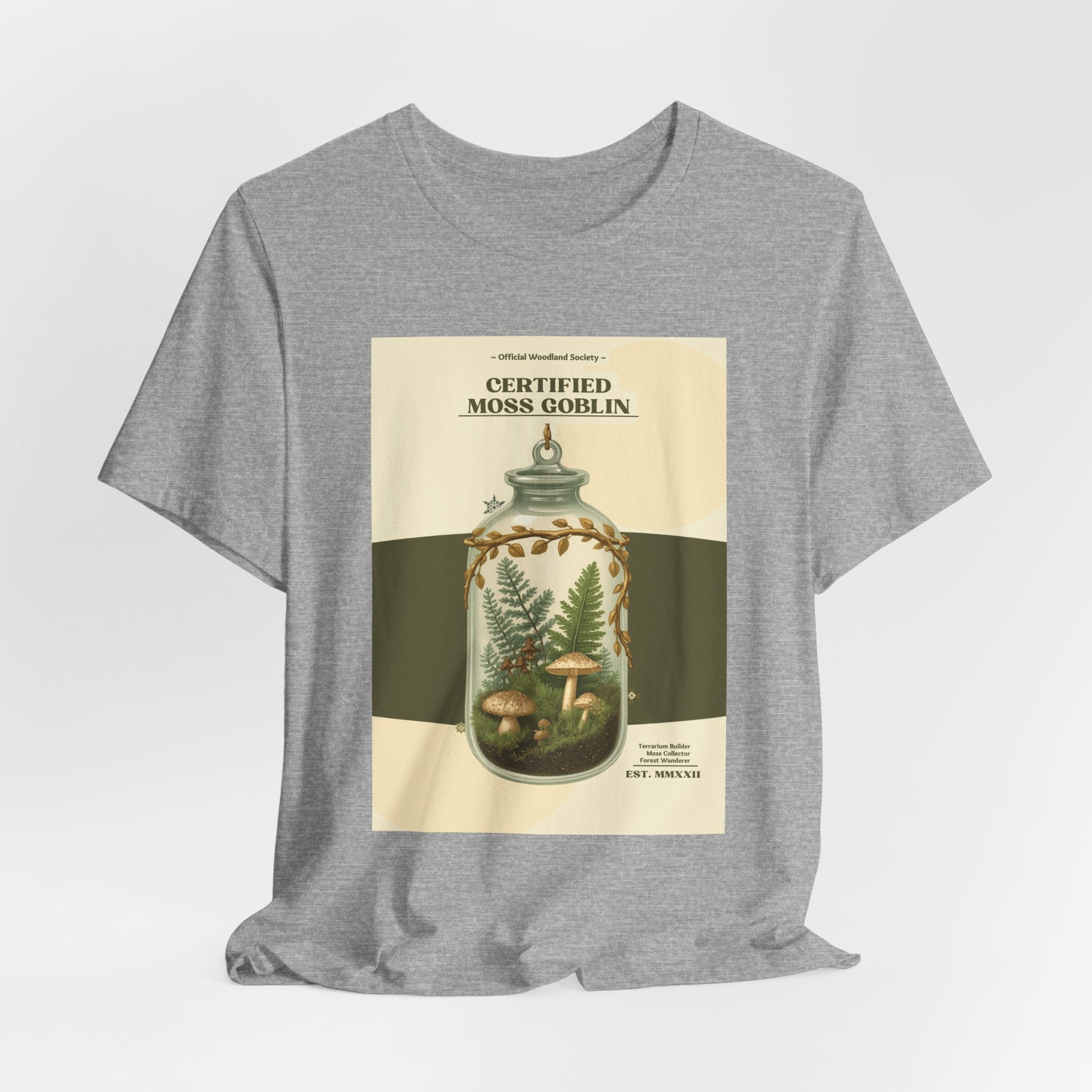 Moss Goblin Tee – 'Certified Moss Goblin' Botanical Jar Graphic T‑Shirt